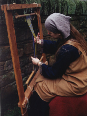 Sprang weaving on a frame
